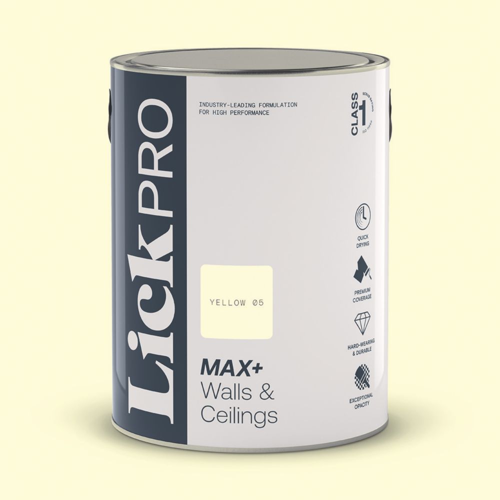 Image of LickPro Matt Yellow 05 Emulsion Paint 5Ltr 