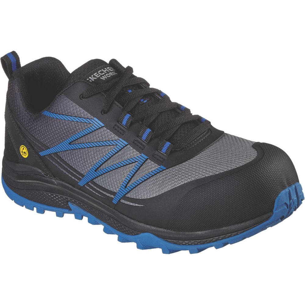 Image of Skechers Puxal Metal Free Safety Trainers Black / Blue Size 12 
