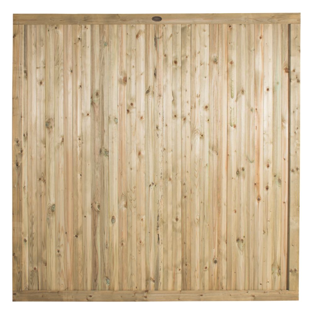 Image of Forest Decibel Vertical Tongue & Groove Noise Reduction Fence Panels Natural Timber 6' x 6' Pack of 4 