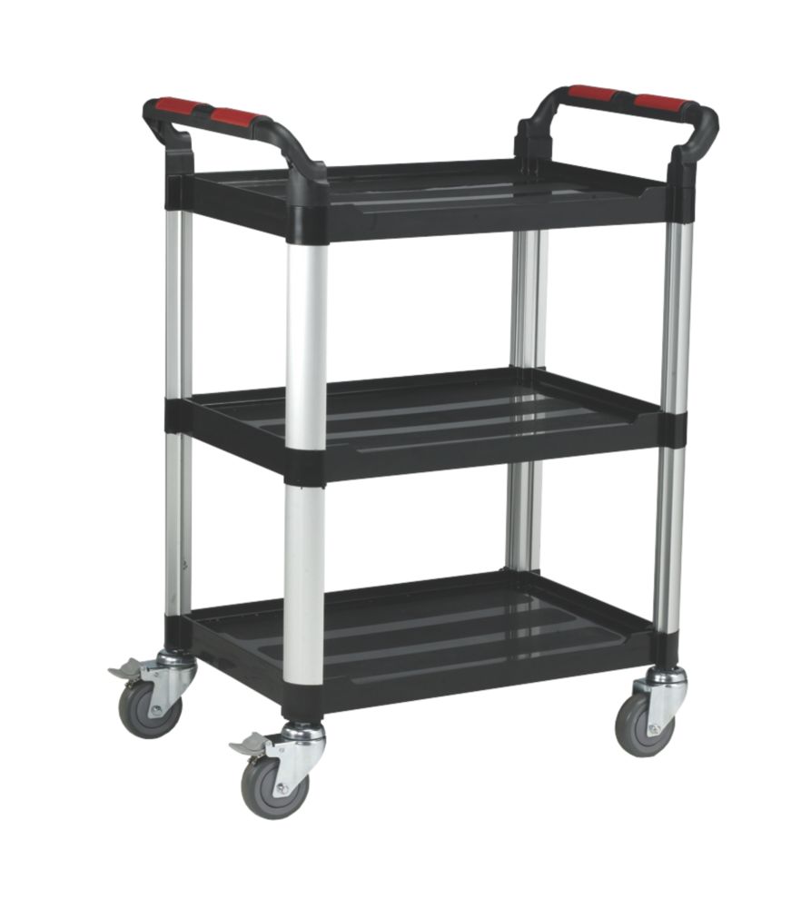 Image of Silver & Black Premium 3-Shelf Trolley 