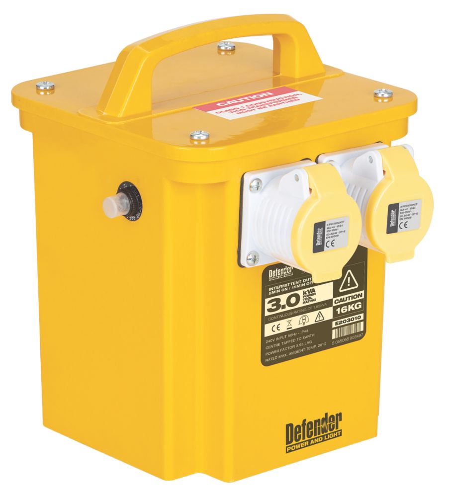 Image of Defender 3000VA Intermittent Transformer Distribution Kit 240V/110V Yellow 