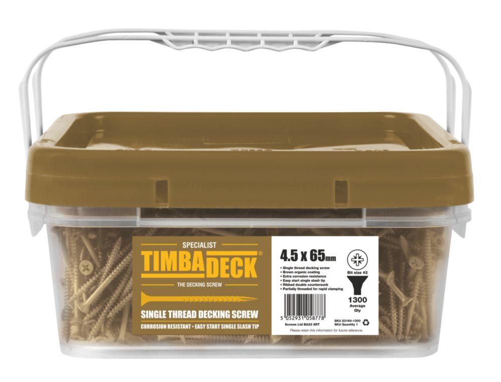 Image of Timbadeck PZ Double-Countersunk Decking Screws 4.5mm x 65mm 1300 Pack 