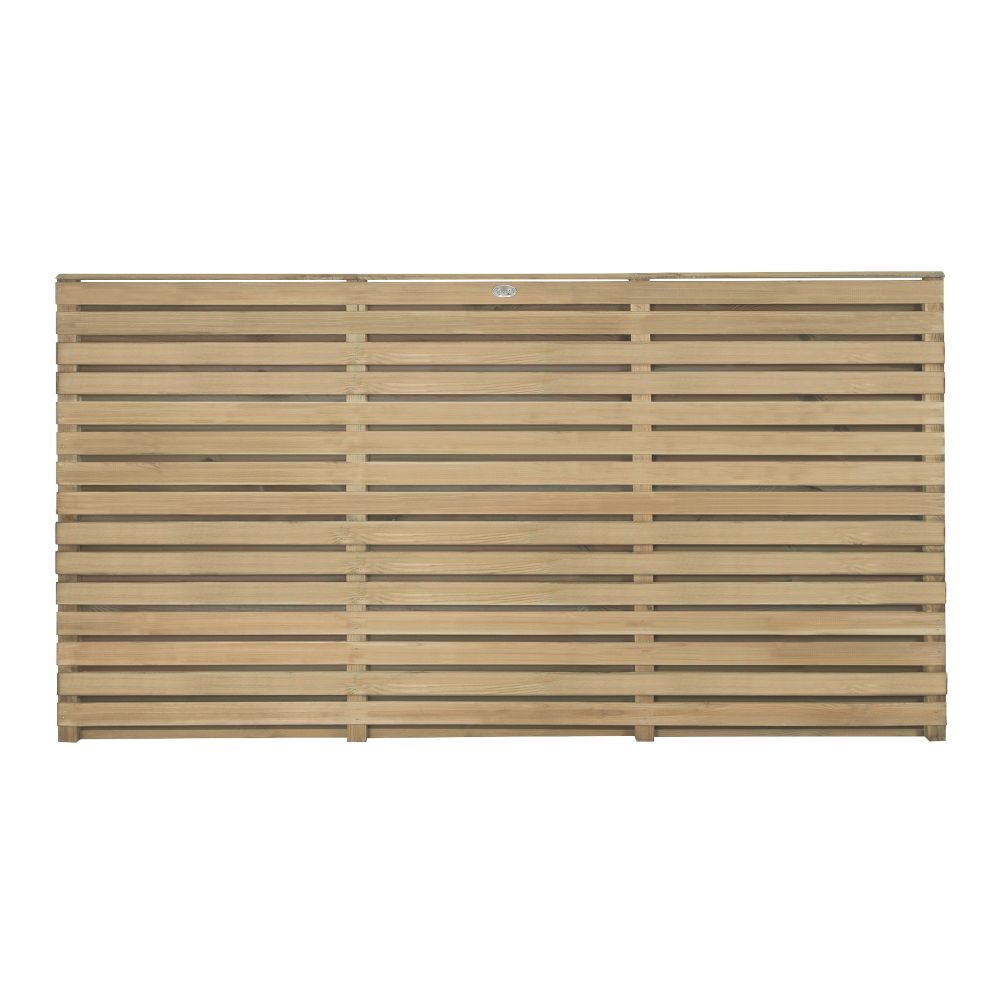 Image of Forest Double-Slatted Fence Panels Natural Timber 6' x 3' Pack of 5 