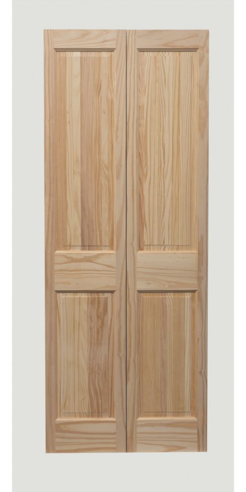 Image of Unfinished Pine Wooden 4-Panel Internal Bi-Fold Victorian-Style Door 1981mm x 762mm 