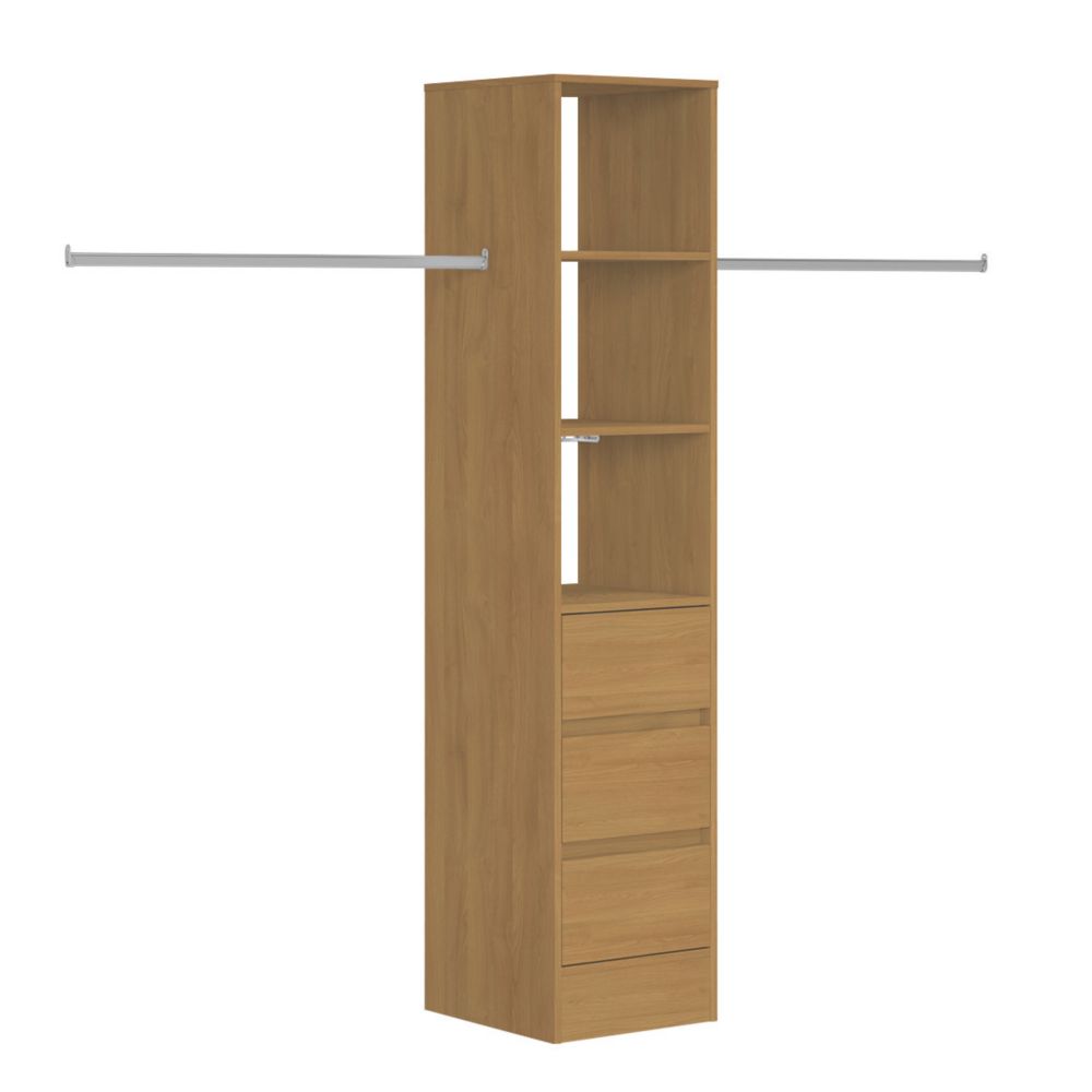 Image of Spacepro Interior Storage Tower Unit Oak 450mm x 2100mm 