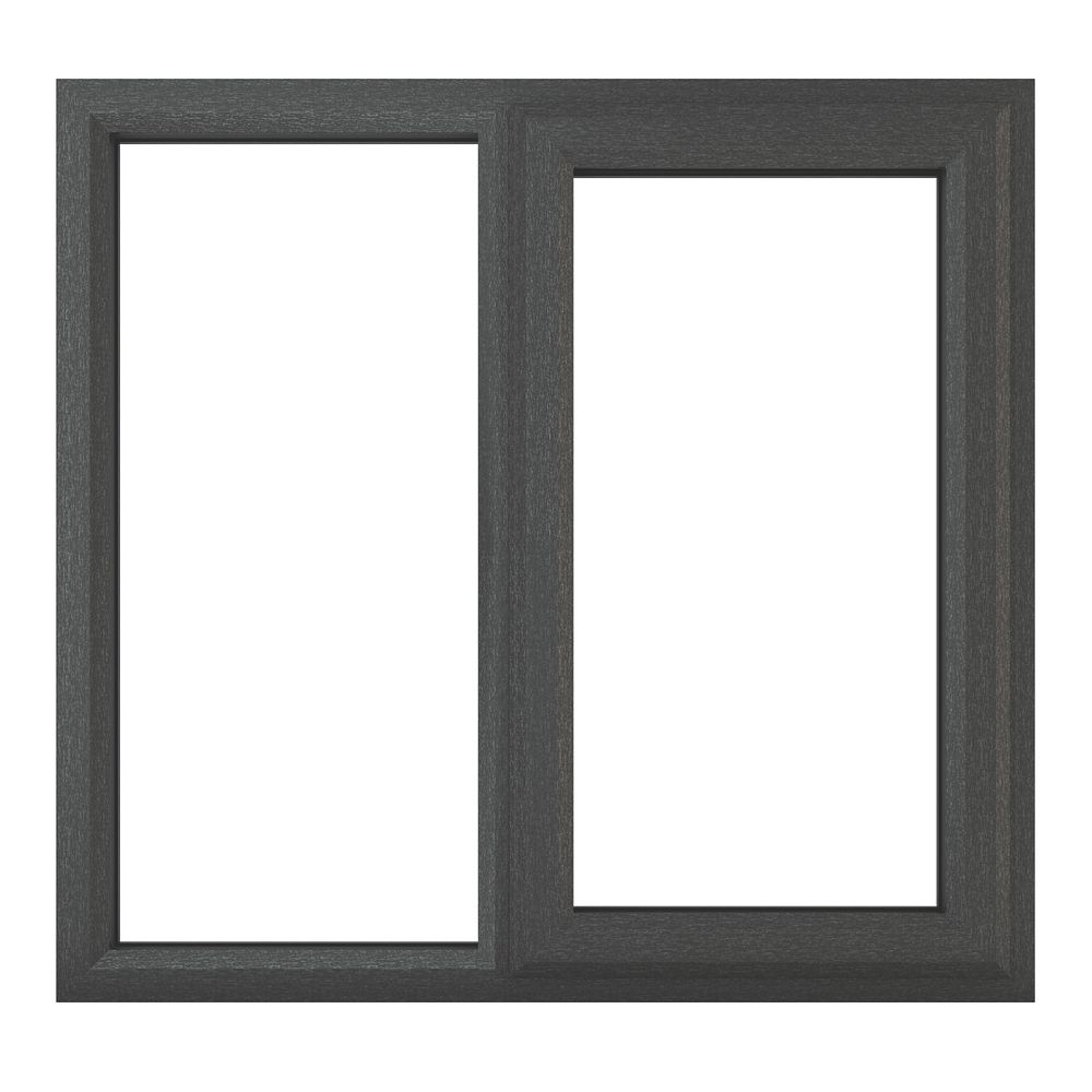 Image of Crystal Right-Hand Opening Clear Triple-Glazed Casement Anthracite on White uPVC Window 1190mm x 1190mm 