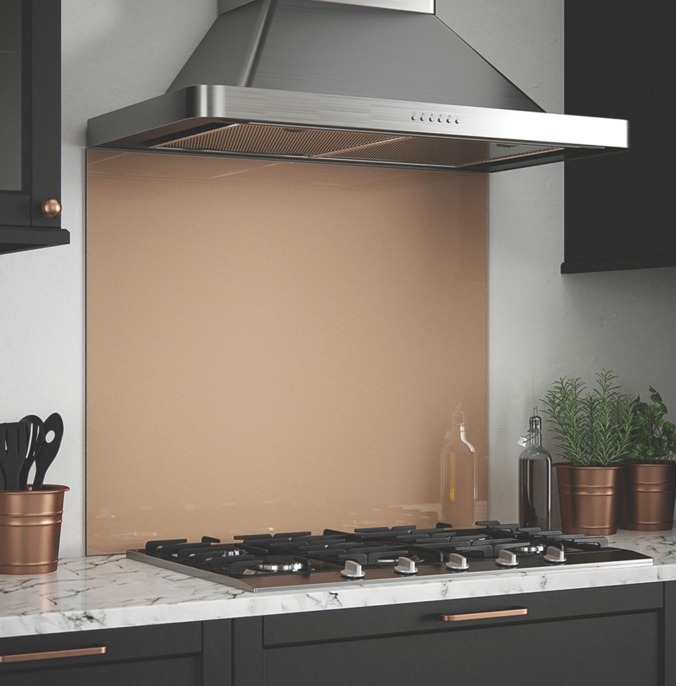 Image of Splashback Rose Gold Self-Adhesive Glass Kitchen Splashback 900mm x 750mm x 6mm 