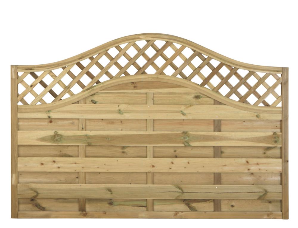 Image of Forest Prague Lattice Curved Top Fence Panels Natural Timber 6' x 4' Pack of 8 