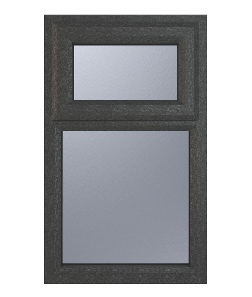 Image of Crystal Top Opening Obscure Triple-Glazed Casement Anthracite on White uPVC Window 610mm x 1040mm 