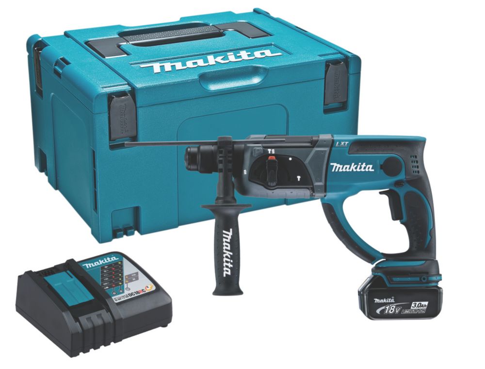 Image of Makita DHR202RF1J 3.2kg 18V 1 x 3.0Ah Li-Ion LXT Cordless SDS Rotary Hammer Drill 