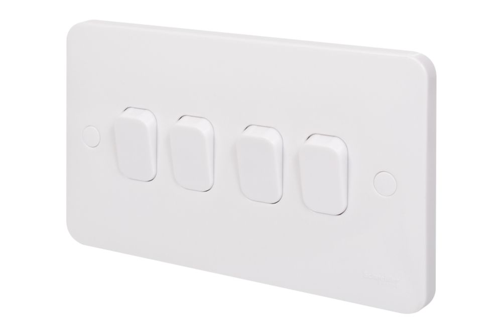 Image of Schneider Electric Lisse 10AX 4-Gang 2-Way 10AX Light Switch White 