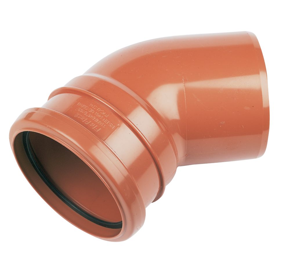 Image of FloPlast Push-Fit 45Â° Single Socket Bend 110mm 