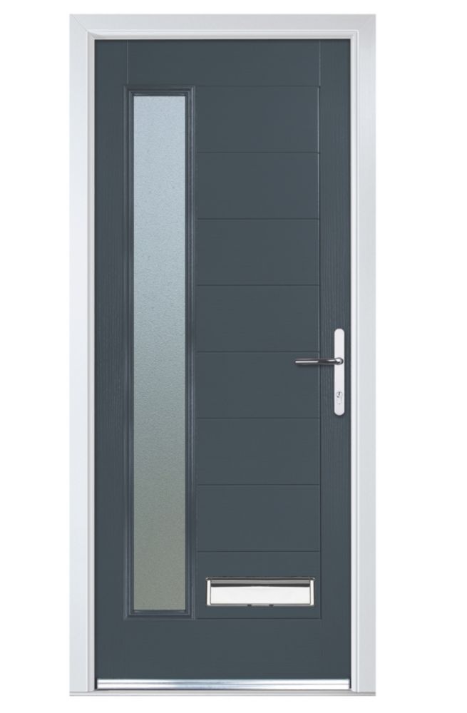 Image of Crystal Ladder 1-Light Left or Right-Handed Anthracite Grey Composite Front Door 2055mm x 920mm 
