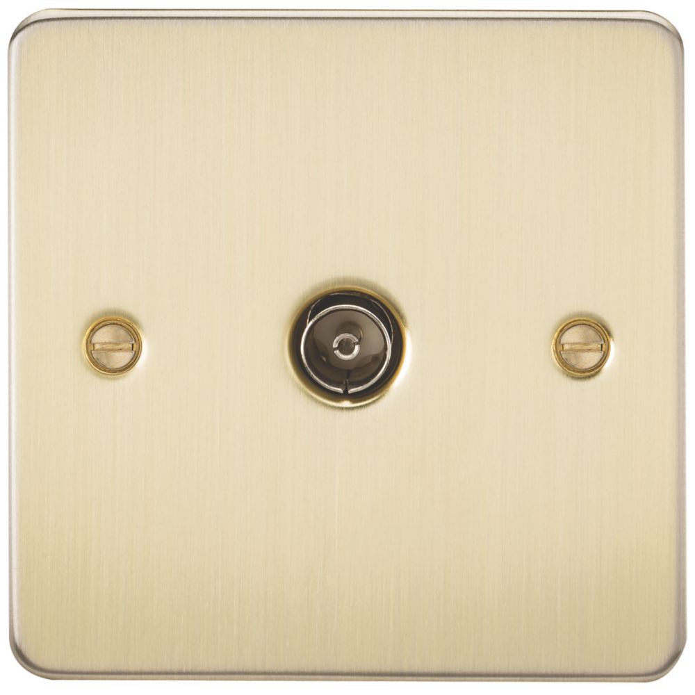 Image of Knightsbridge 1-Gang Coaxial TV Socket Brushed Brass 