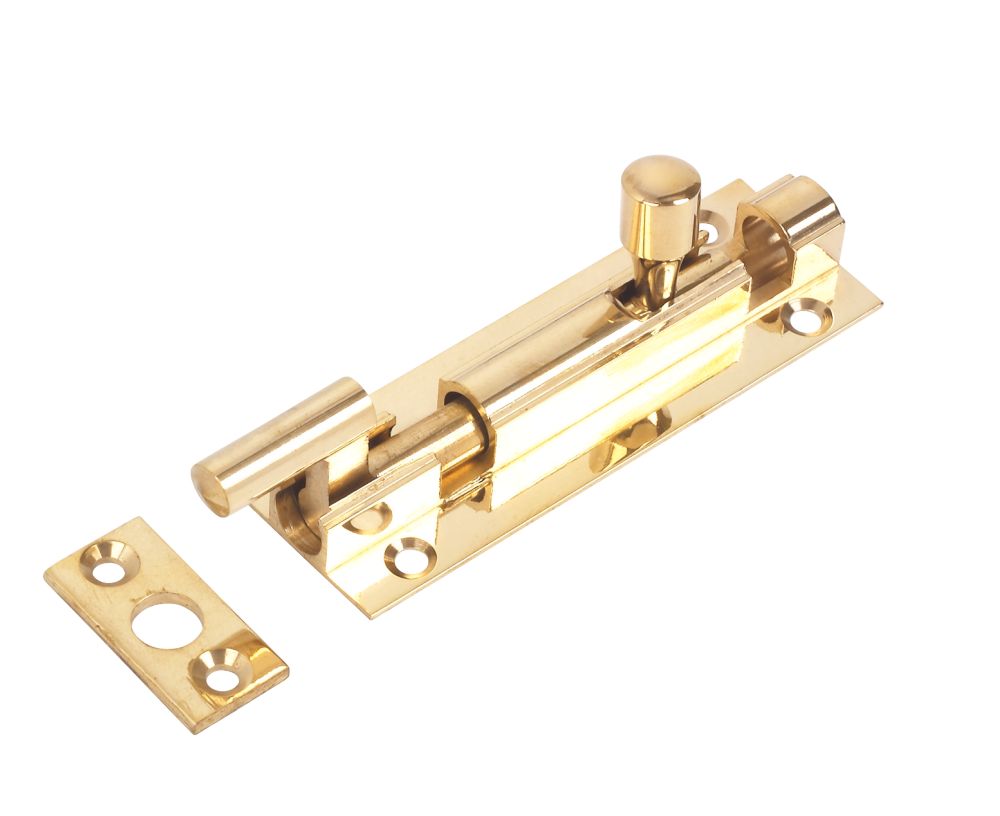 Image of Necked Bolt Polished Brass 76mm 
