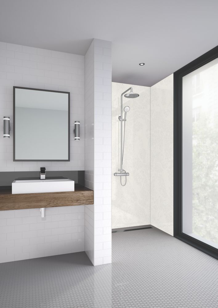 Image of Splashwall Bathroom Splashback Gloss White Reflex 900mm x 2400mm x 11mm 