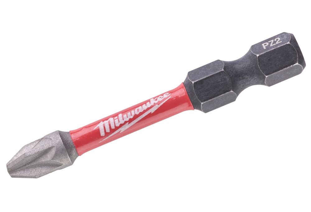 Image of Milwaukee Shockwave 1/4" 50mm Straight Shank PZ2 Screwdriver Bits 