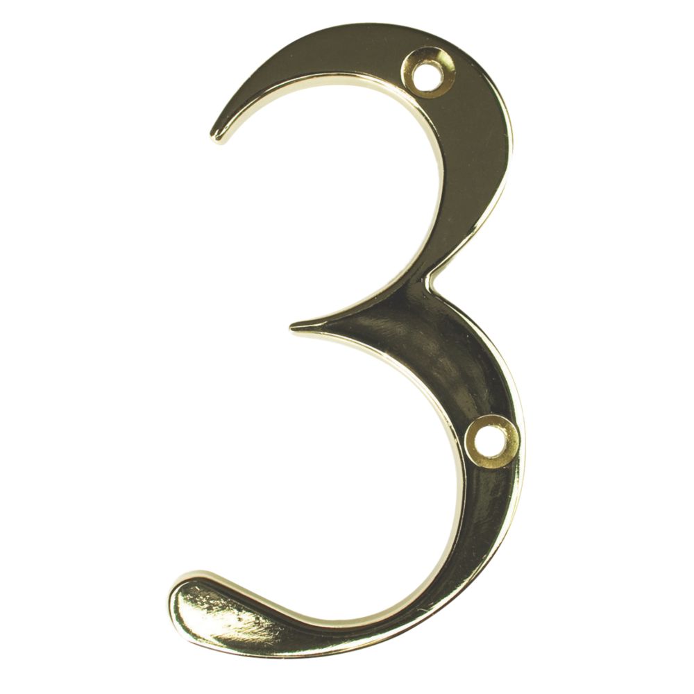Image of Fab & Fix Door Numeral 3 Gold 80mm 