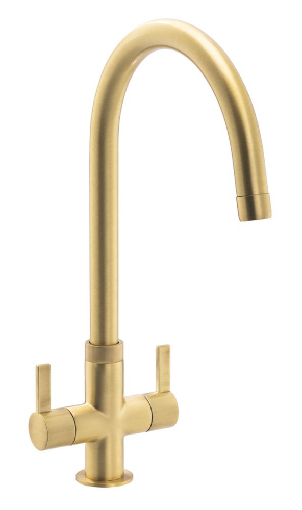 Image of Streame by Abode Neo Dual-Handle Mono Mixer Brushed Brass 