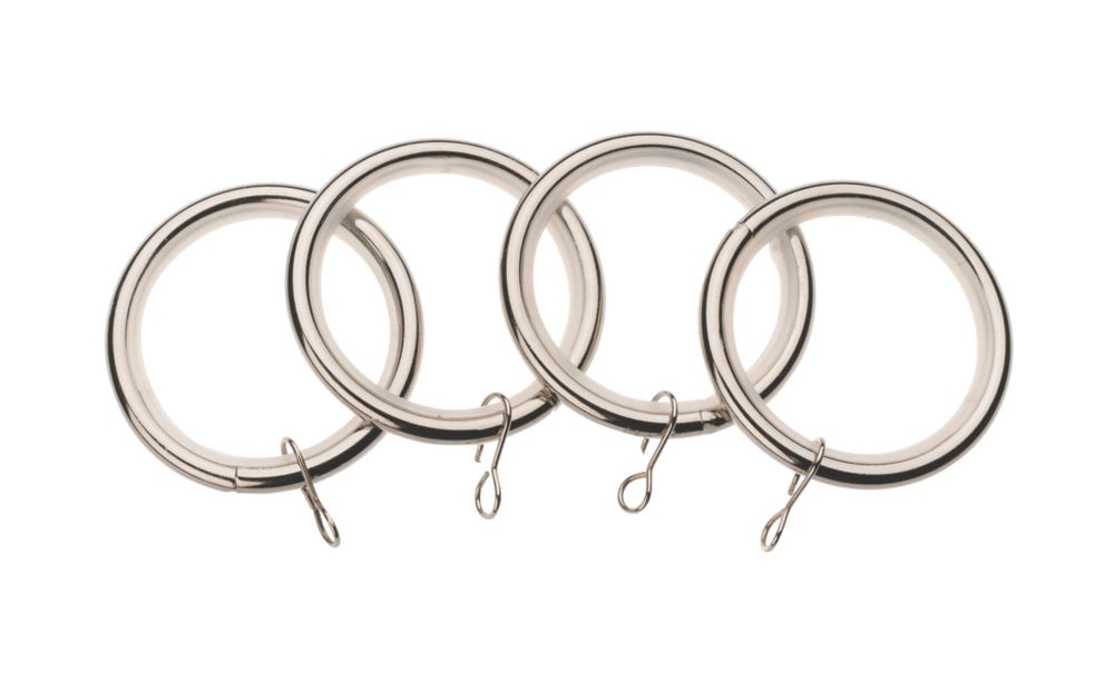 Image of Universal Metal 28mm Curtain Rings Stainless Steel 4 Pack 