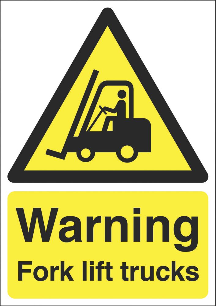 Image of "Warning Fork Lift Trucks" Sign 210mm x 148mm 
