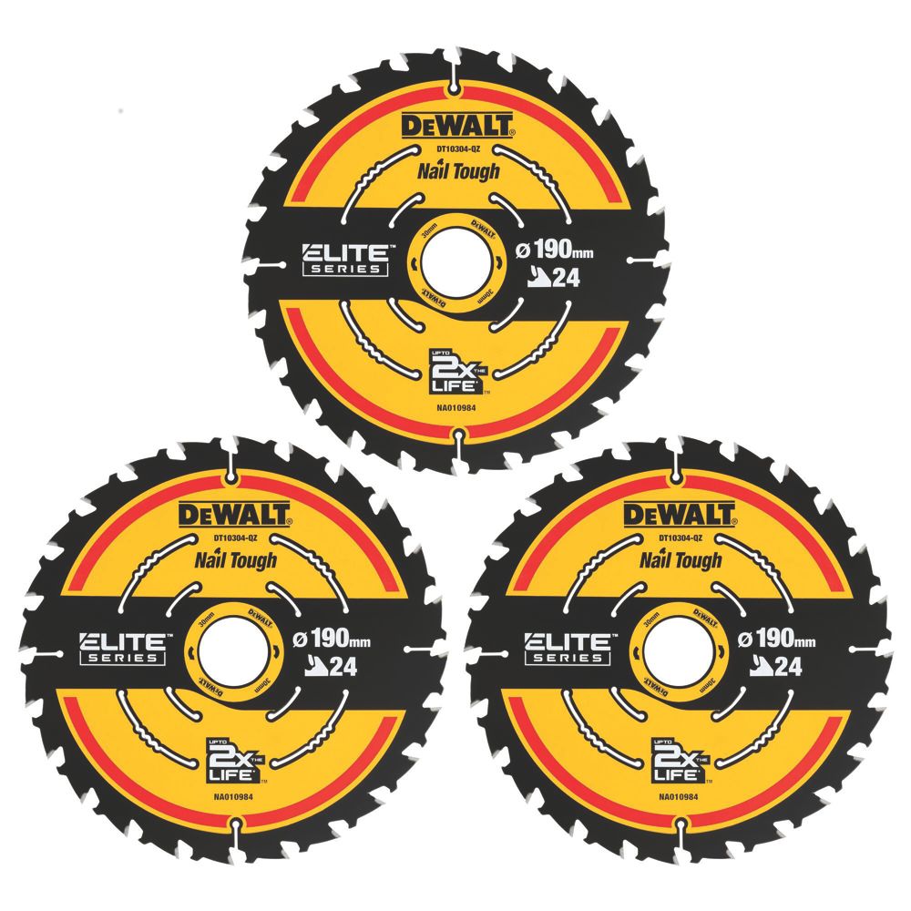 Image of DeWalt Wood Extreme Circular Saw Blades 190mm x 30mm 24T 3 Pack 