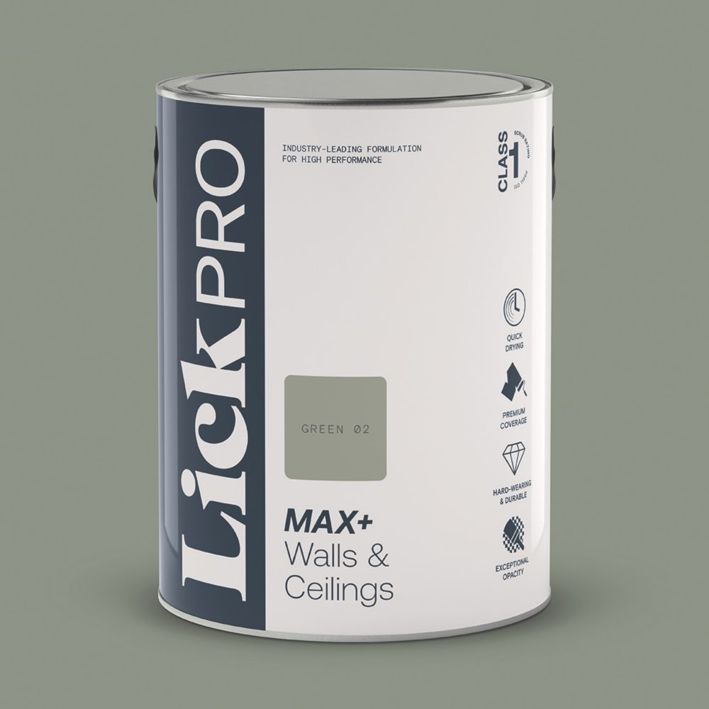 Image of LickPro Matt Green 02 Emulsion Paint 5Ltr 