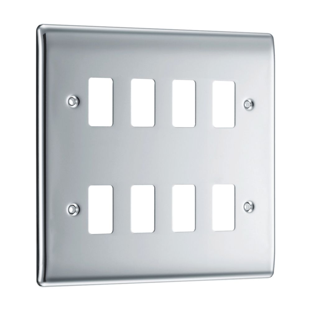 Image of British General Nexus Grid 8-Module Grid Faceplate Polished Chrome 