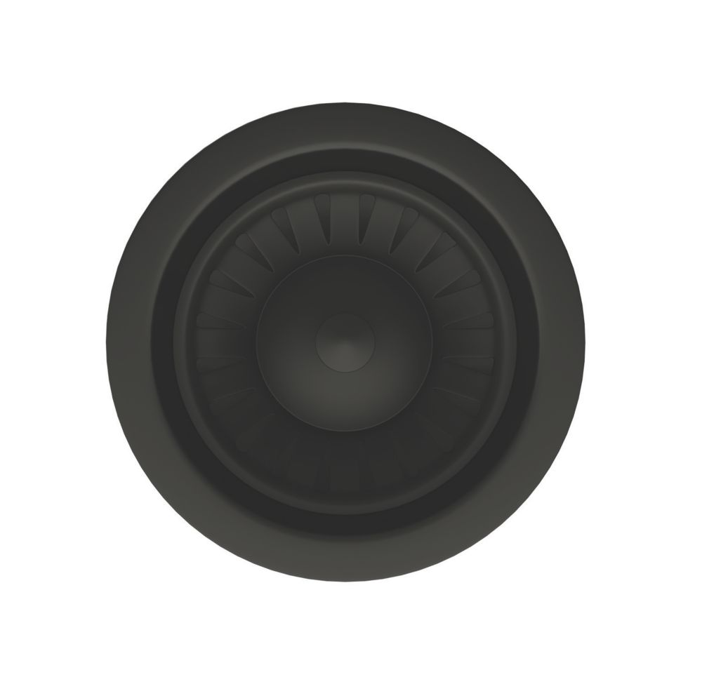 Image of ETAL Sink Strainer Waste with Overflow & Cover Plate Matt Black 90mm 