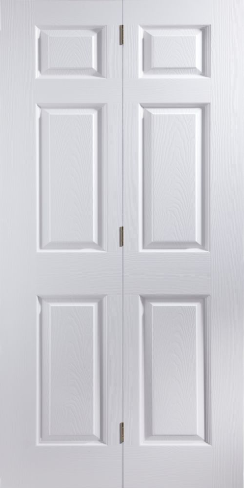 Image of Jeld-Wen Bostonian Primed White Wooden 6-Panel Internal Bi-Fold Door 1950mm x 595mm 