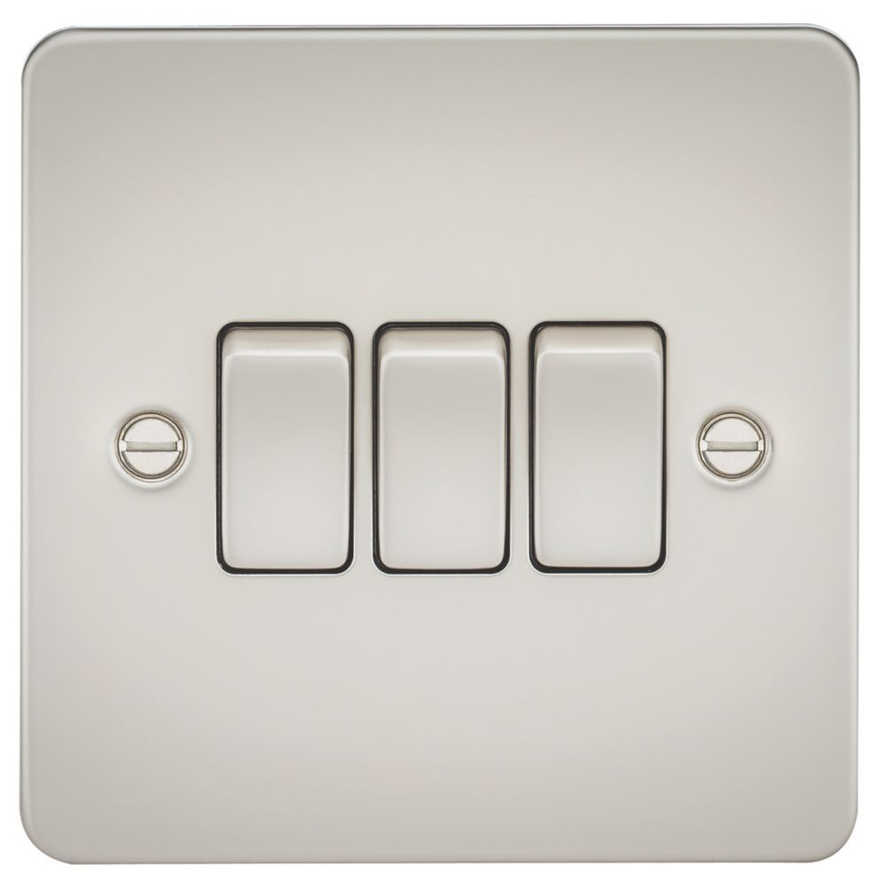 Image of Knightsbridge 10AX 3-Gang 2-Way Light Switch Pearl 