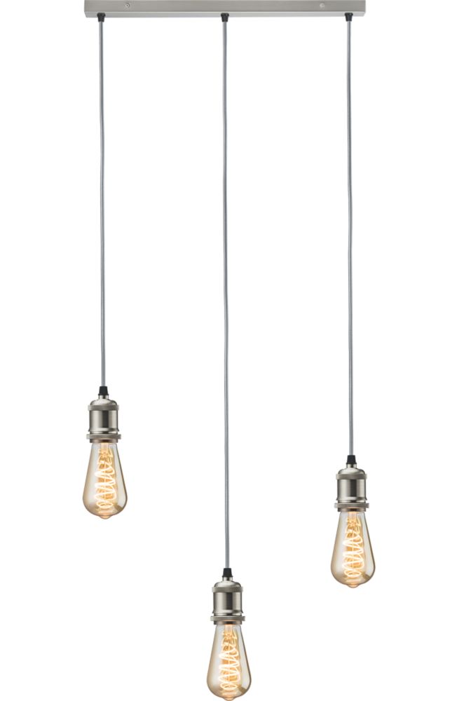 Image of Knightsbridge Vintage Style 3-Light Bar Pendant Brushed Chrome 