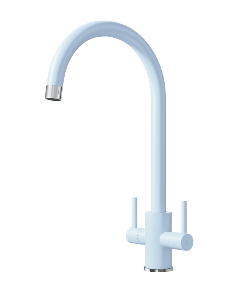 Image of ETAL Sorrento Twin Lever Kitchen Mixer Tap Pastel Blue 