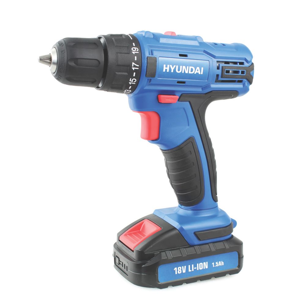 Image of Hyundai HY2175 18V 1 x 1.5Ah Li-Ion Cordless Drill Driver with Accessory Set 