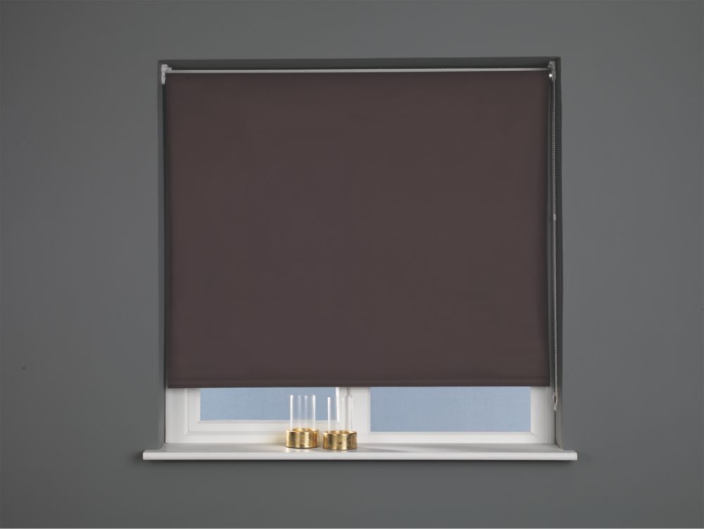 Image of Polyester Roller Blackout Blind Brown 900mm x 1700mm Drop 