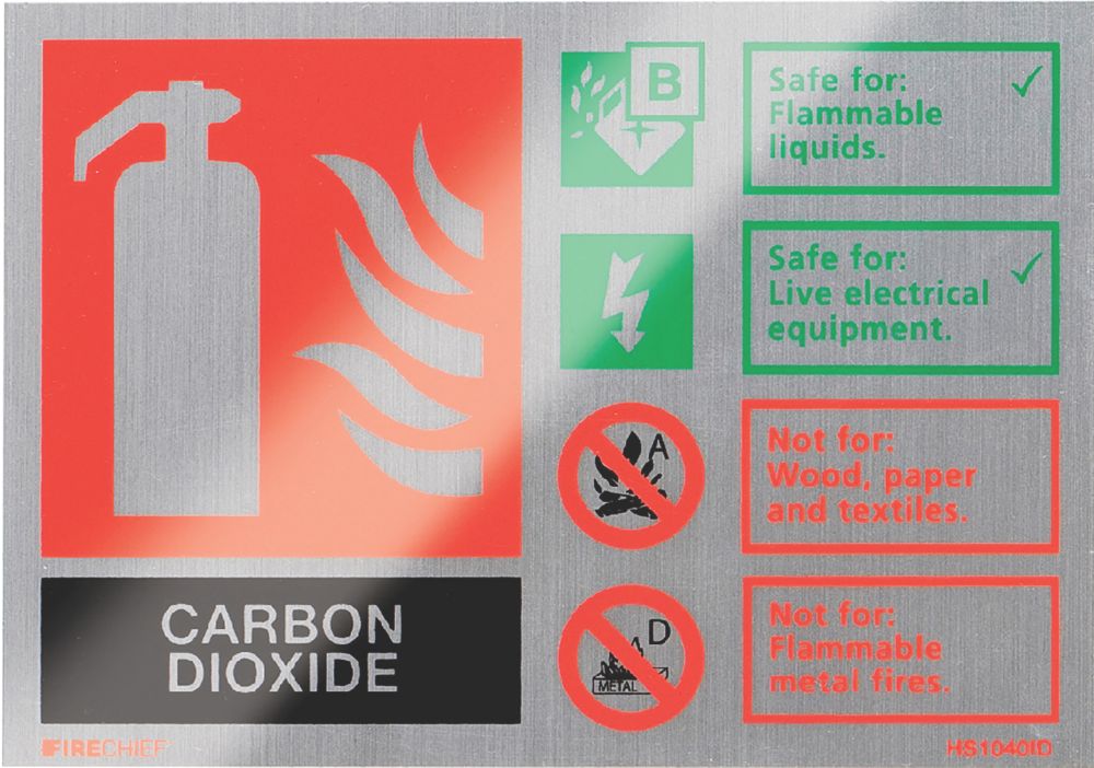 Image of Firechief Non Photoluminescent "CO2" Fire Safety Sign 150mm x 100mm 