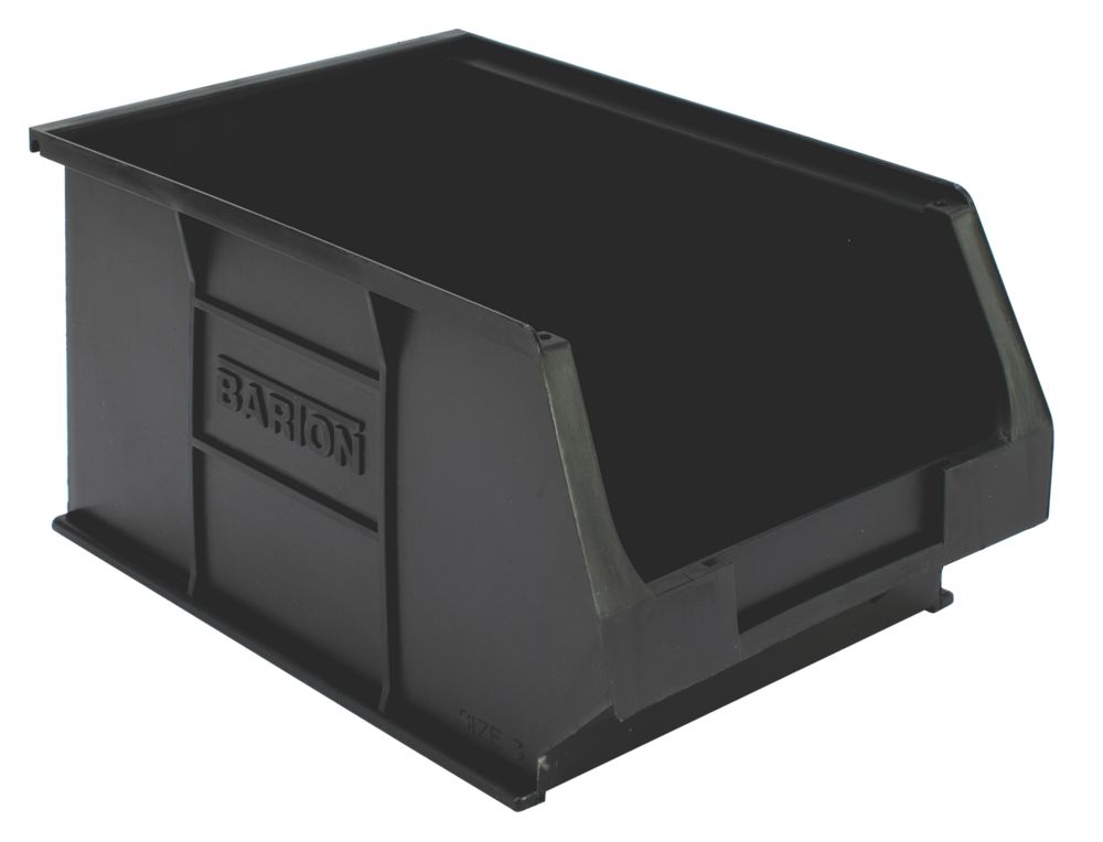 Image of Barton TC3 Semi-Open-Fronted Recycled Storage Containers Black 10 Pack 