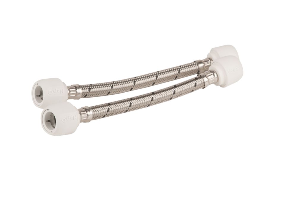 Image of Hep2O Push-Fit Connection Flexible Tap Connectors 22mm x 22mm x 500mm 2 Pack 