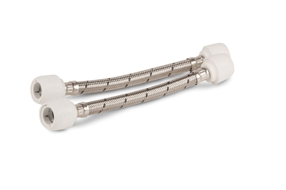 Image of Hep2O Push-Fit Connection Flexible Tap Connectors 22mm x 22mm x 500mm 2 Pack 