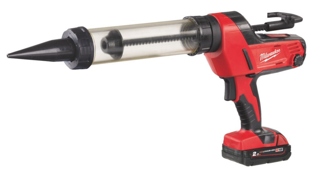 Image of Milwaukee C18 PCG/400T-201B 18V 1 x 2.0Ah Li-Ion RedLithium Cordless Sub-Compact Transparent Tube Caulking Gun 