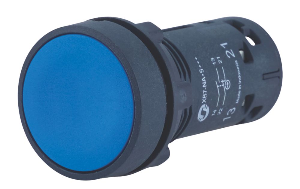 Image of Schneider Electric XB7NA65 Blue Flush Push-Button Spring-Return NO/NC 