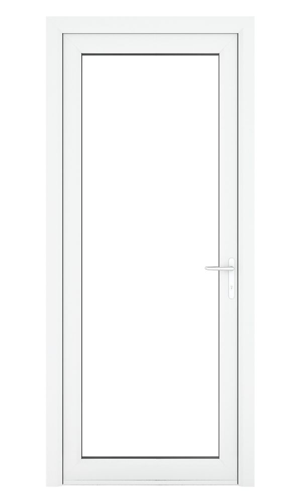 Image of Crystal Fully Glazed 1-Clear Light Left-Hand Opening White uPVC Back Door 2090mm x 840mm 