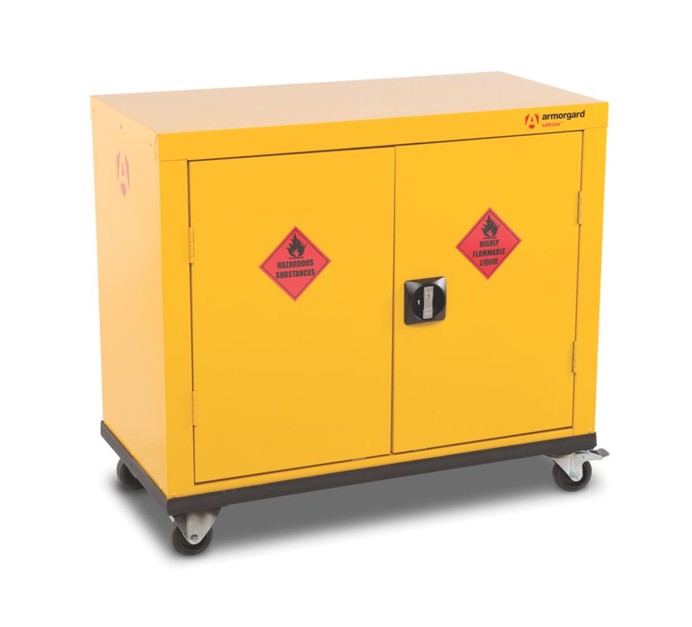 Image of Armorgard Safestor Hazardous Mobile Cupboard Yellow 900mm x 465mm x 810mm 