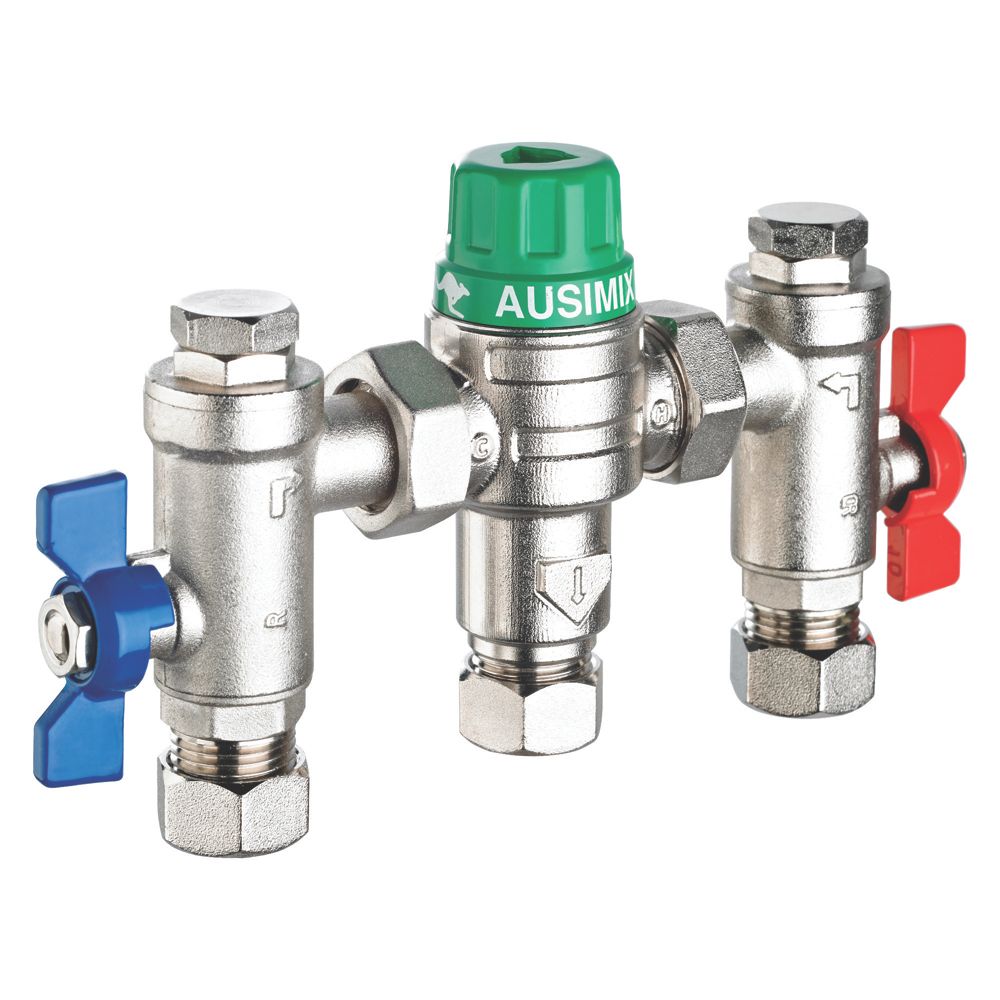 Image of Reliance Valves HEAT110780 Ausimix Compact 4-in-1 Thermostatic Mixing Valve 15mm 