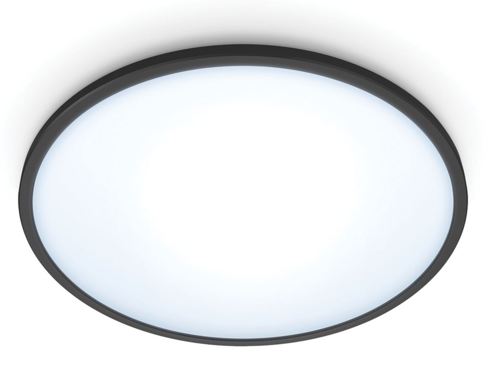 Image of WiZ SuperSlim LED Wi-Fi Ceiling Light Black 16W 1500lm 