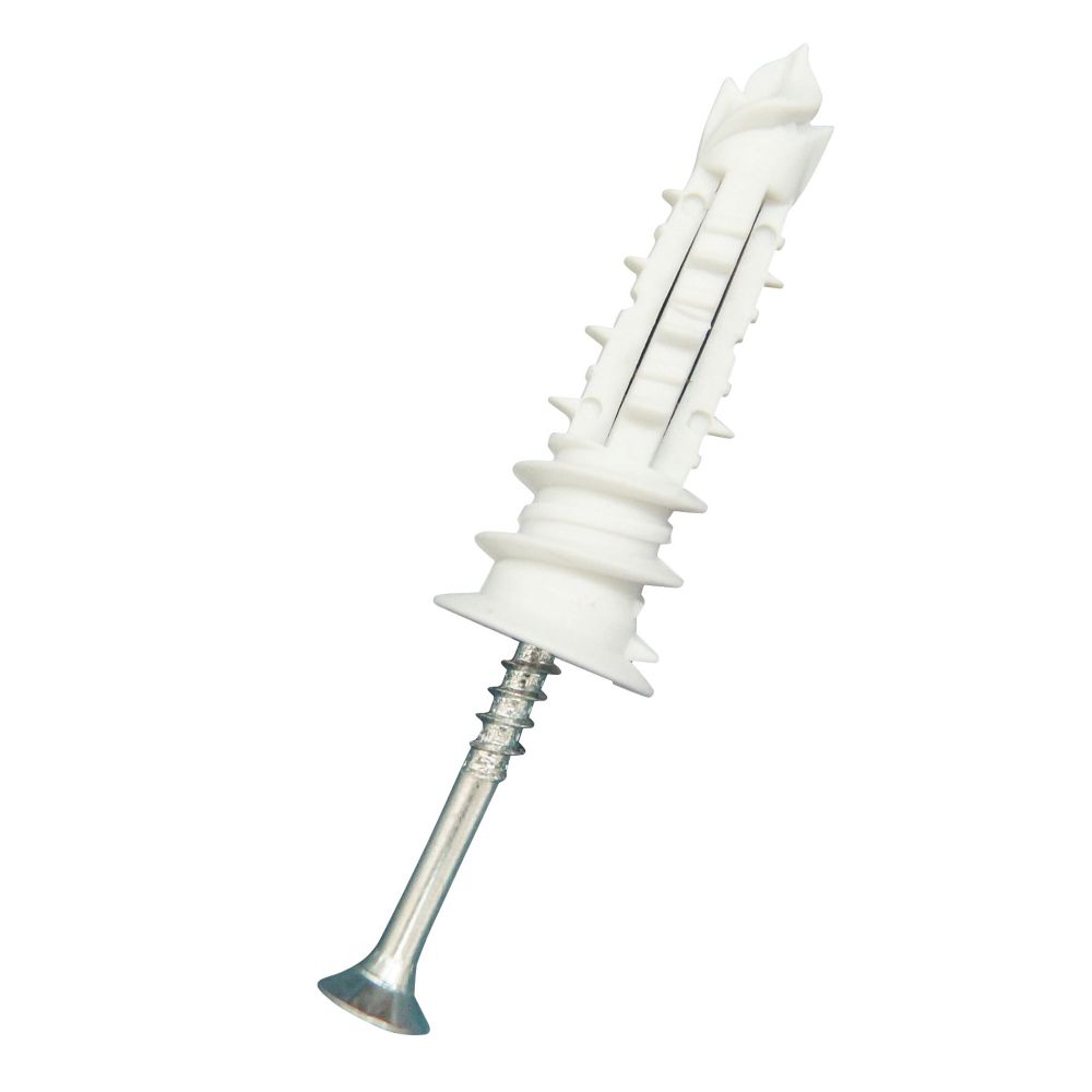 Image of Easyfix Self-Drilling Expansion Plugs with Countersunk Head Screws Nylon 43mm 50 Pack 