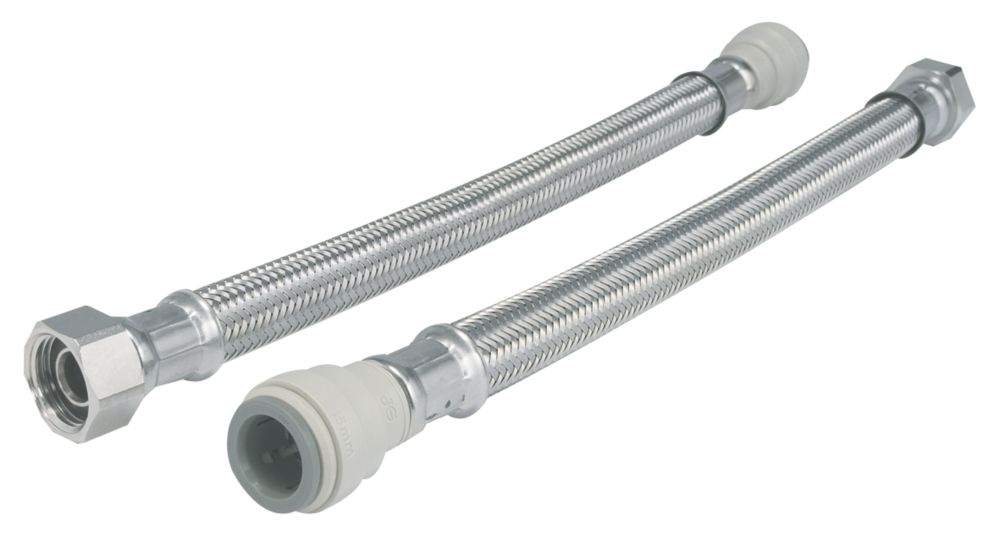 Image of JG Speedfit Push-Fit Flexible Tap Connector Hoses 15mm x 3/4" x 300mm 2 Pack 