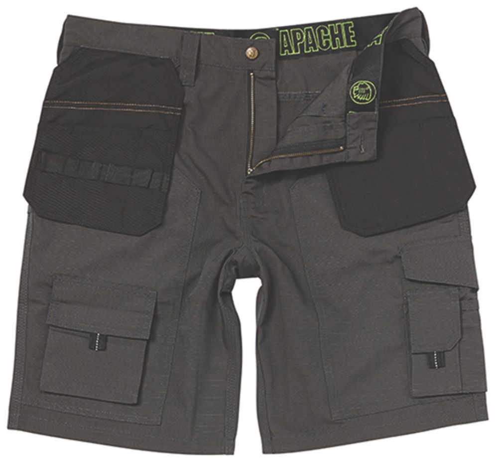 Image of Apache APKHT Holster Pocket Work Shorts Grey / Black 38" W 