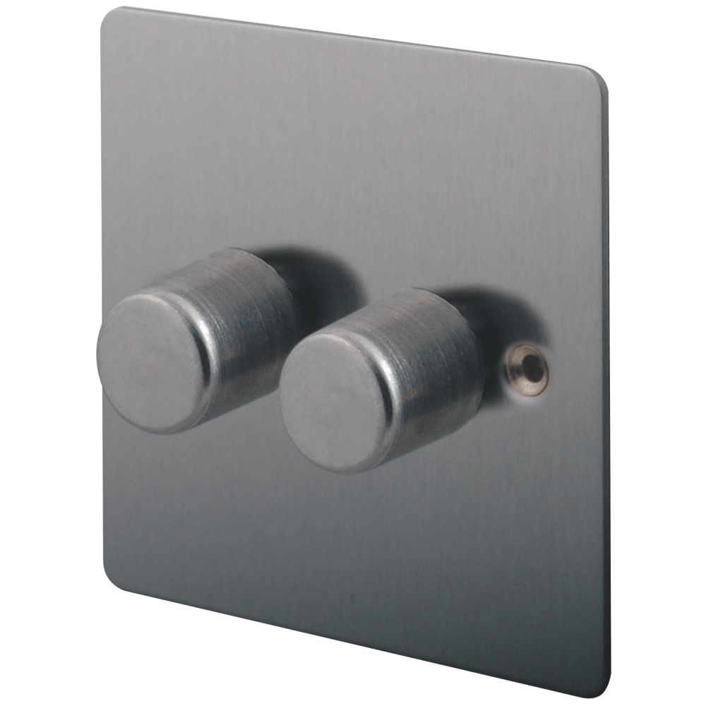 Image of LAP 2-Gang 2-Way LED Dimmer Switch Brushed Stainless Steel 