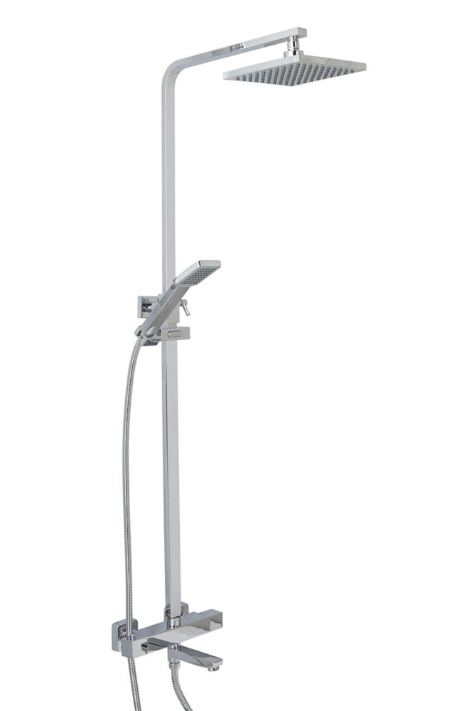 Image of Highlife Bathrooms Galston Exposed Thermostatic BSM Shower Kit Contemporary Square Design Chrome Finish 